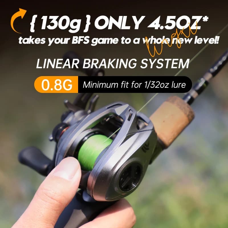 Moulinet Baitcasting ANATONO Silver Rhino 130g Ultralight BFS 7.0:1 8+1BB pour Pêche Salée 6KG