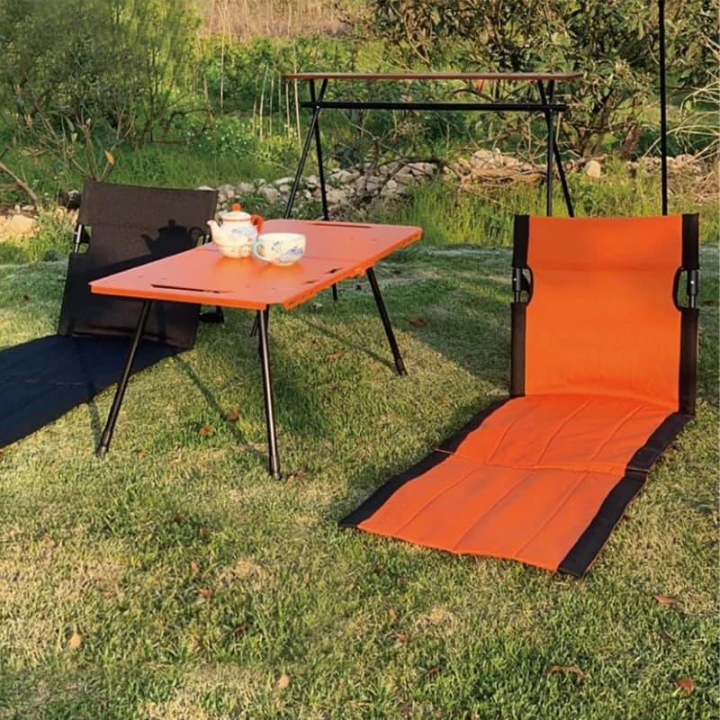 Siège pliant portable sans pieds léger pour camping plage pêche avec dossier confortable