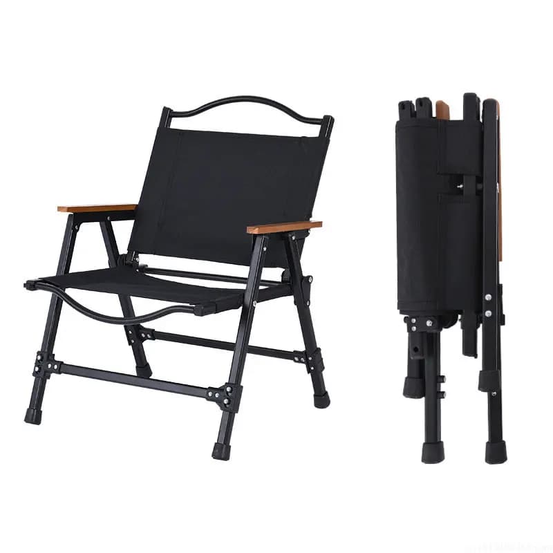 Chaise pliante Kermit noire amovible nouvelle - Camping, plage, pêche portable design moderne
