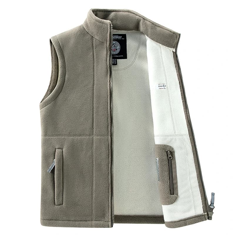 Veste polaire homme sans manches hiver col montant sport extérieur décontracté coupe-vent