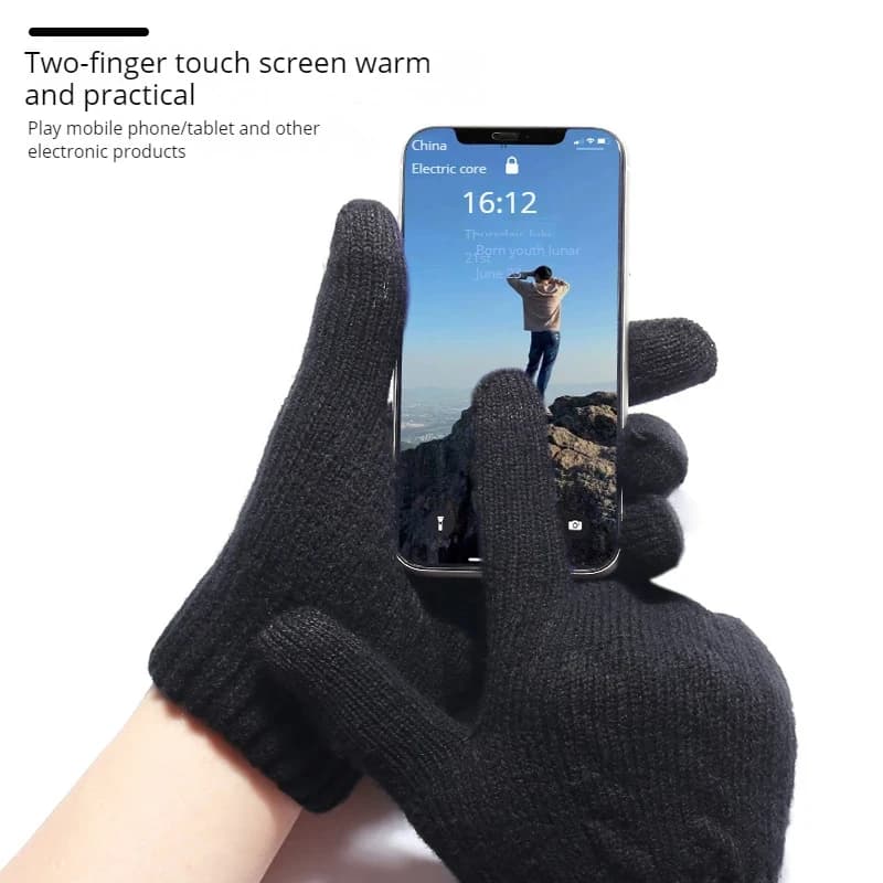 Gants tricotés épais thermiques homme femme tactiles hiver extérieur laine conduite mitaines touchscreen
