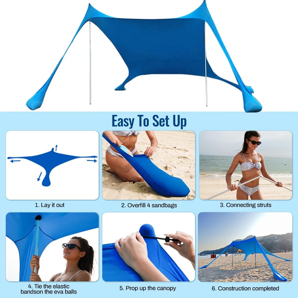 Tente plage lycra portable protection UV installation facile abri pêche camping pique-nique extérieur ombrage