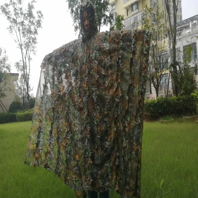Poncho camouflage ghillie 3D complet pour chasse discrète pêche et jeux CS en extérieur