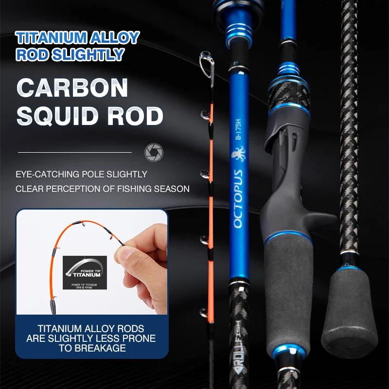 Canne boat jigging ROLLFISH titane 1.75m action 8:2 carbone pour pêche encornet et seiche en mer