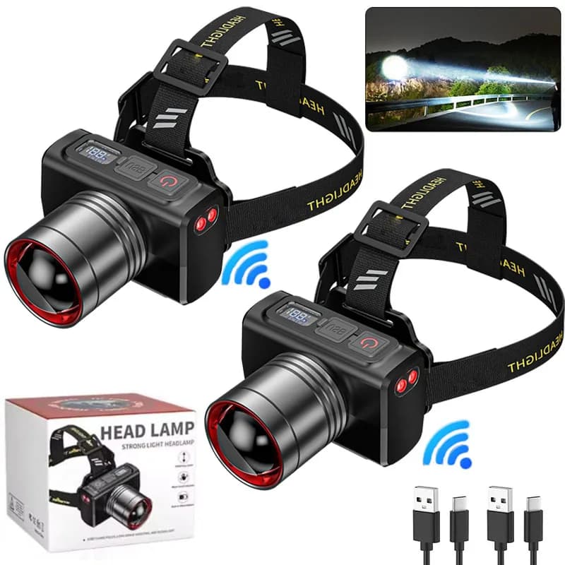 Frontale LED rechargeable zoomable étanche ultra-lumineuse - Excellence pour pêche et camping