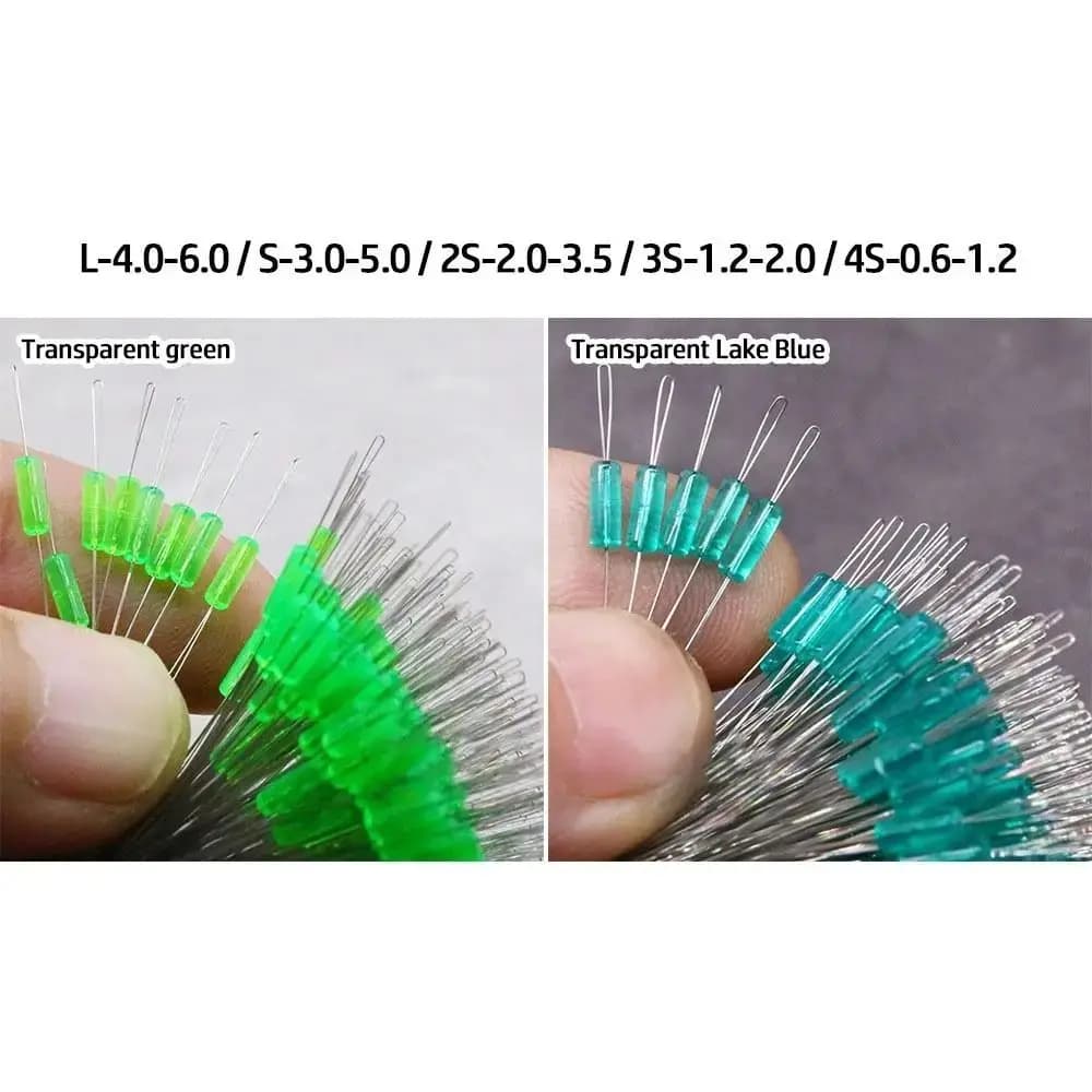 100 stop-lignes silicone 5 tailles - Anti-dérive transparent pour pêche précise et discrète