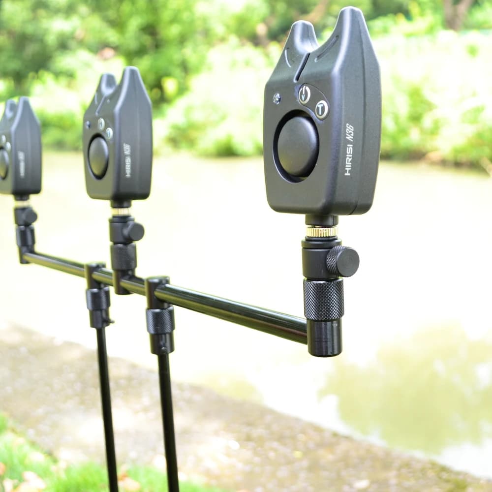Connecteur rapide aluminium Hirisi M3/8 avec adaptateur dégagement rapide pour alarmes de pêche carpe AQ208
