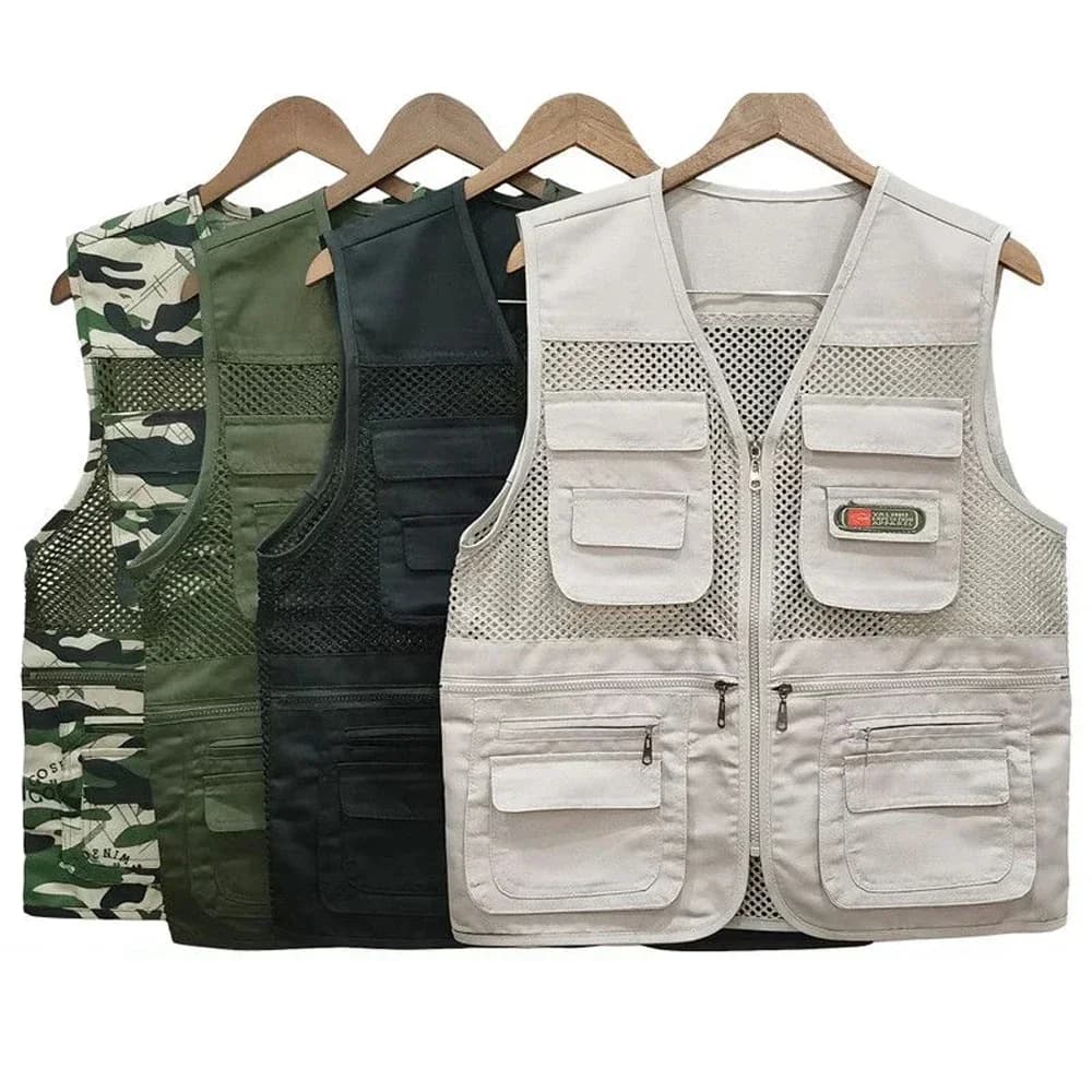 Veste pêche été légère mesh respirante multi-poches pour randonnée photographie sports outdoor
