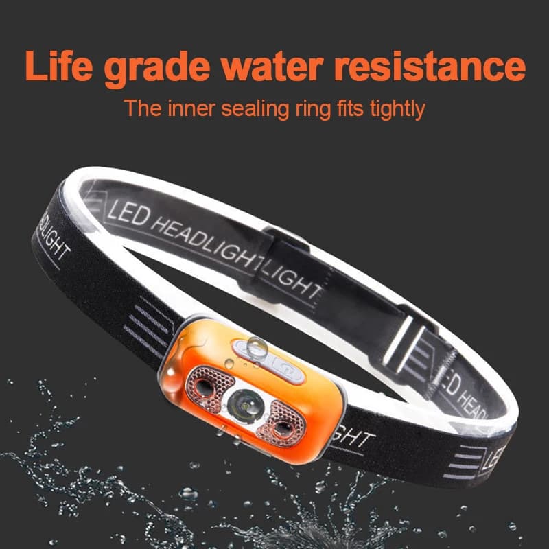 Lampe frontale pêche mini LED puissante rechargeable USB angle ajustable pour pêche nocturne