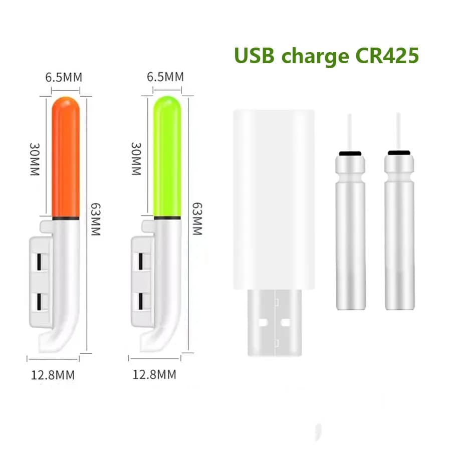 Flotteur électronique lumineux USB rechargeable - tige de pêche nocturne étanche avec batterie lithium