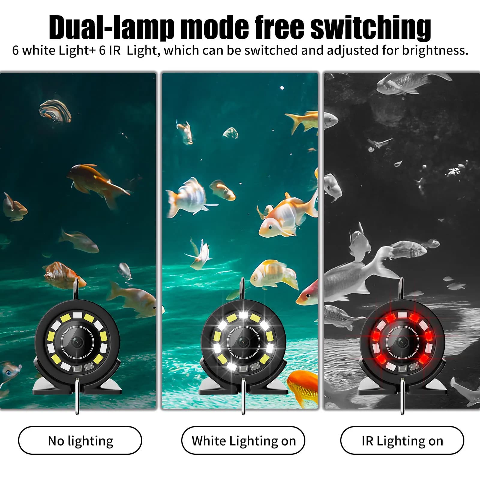 Caméra de pêche sous-marine 7 pouces IPS avec câble 15-50m - Vision nocturne et angle large 165°