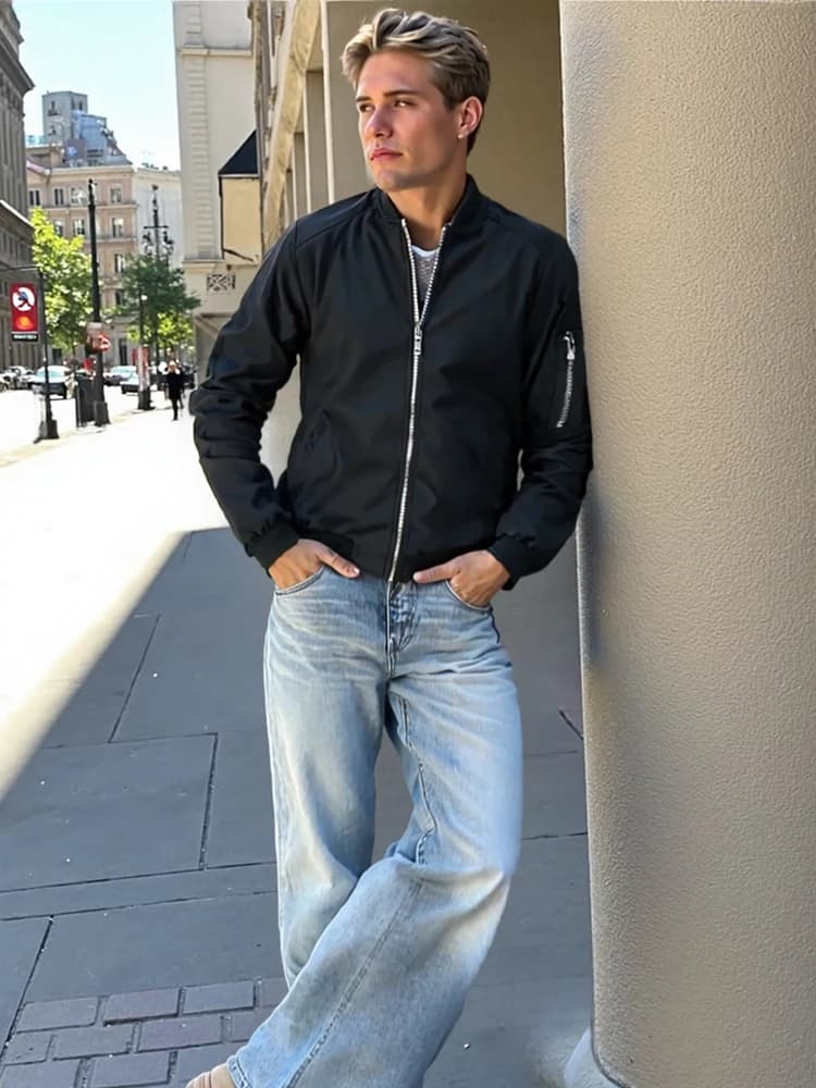 Bomber homme léger printemps-automne pour pêche sportive anti-vent avec poches