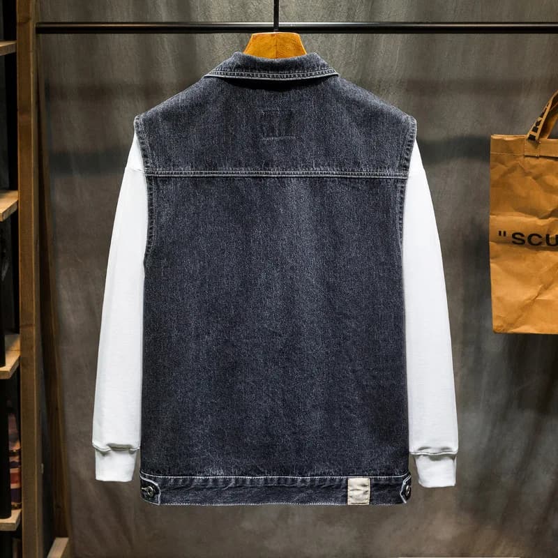 Veste sans manches en denim pour homme grande taille 5XL à 7XL, style cowboy
