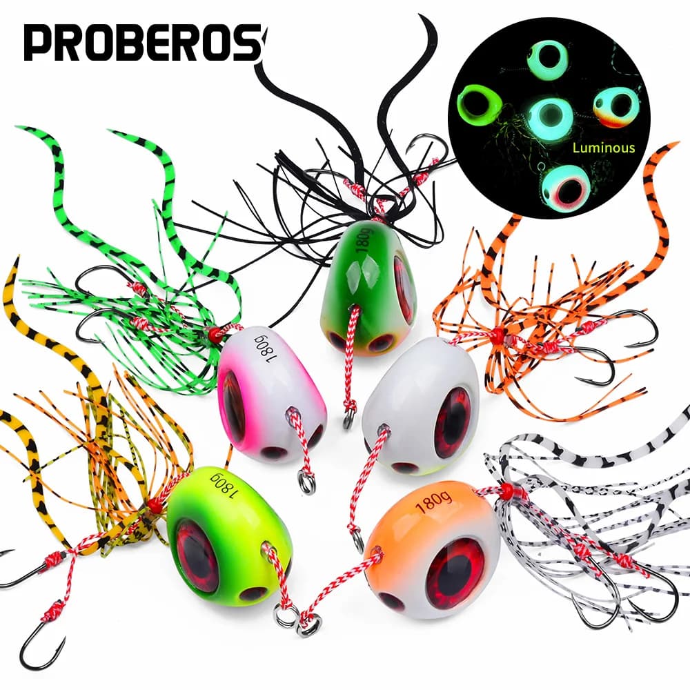 Leurres de pêche métalliques luminescents PROBEROS 40g à 180g pour la pêche en mer profonde