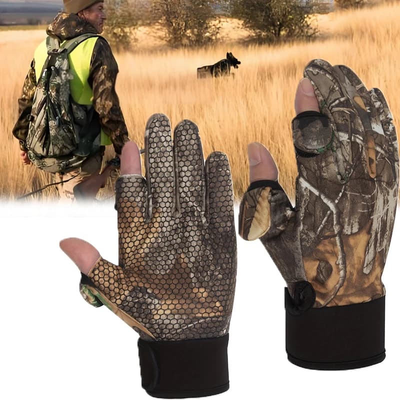 Gants de chasse automne hiver doigts complets - Écran tactile antidérapant - Pêche randonnée protection hivernale