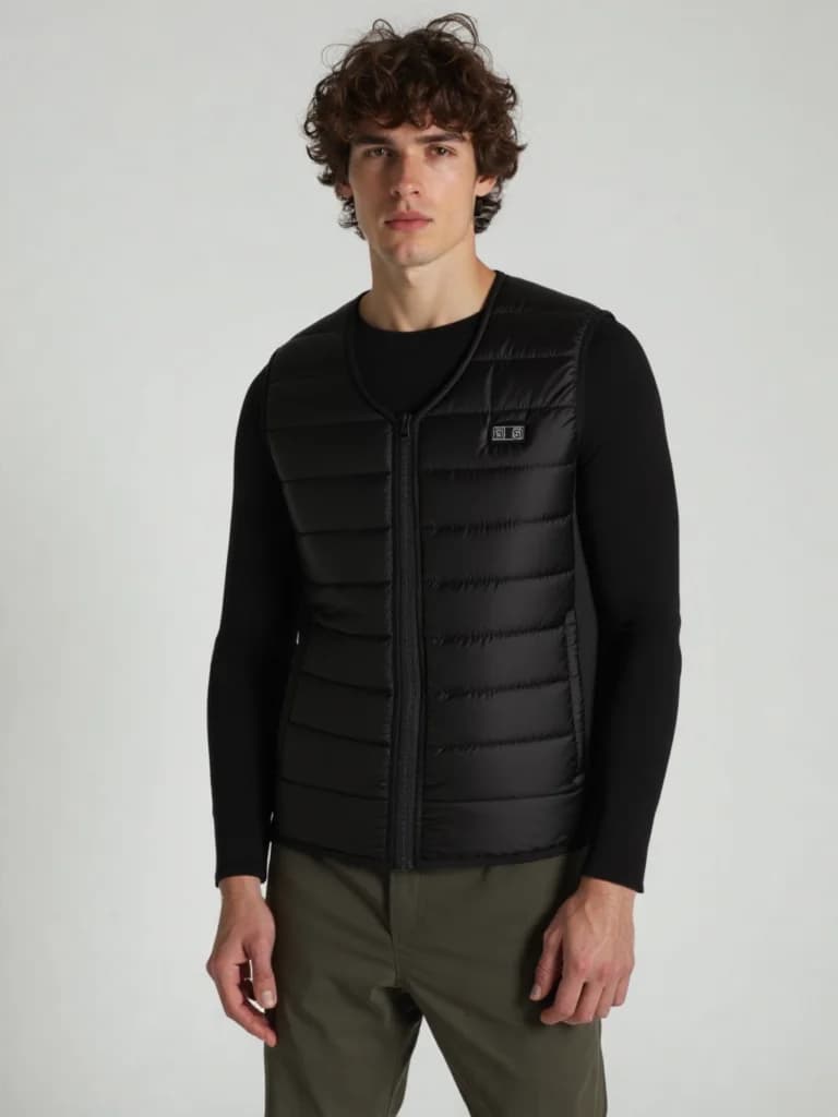 Gilet chauffant homme 12 zones chauffantes V-neck, contrôle intelligent température, lavable hiver