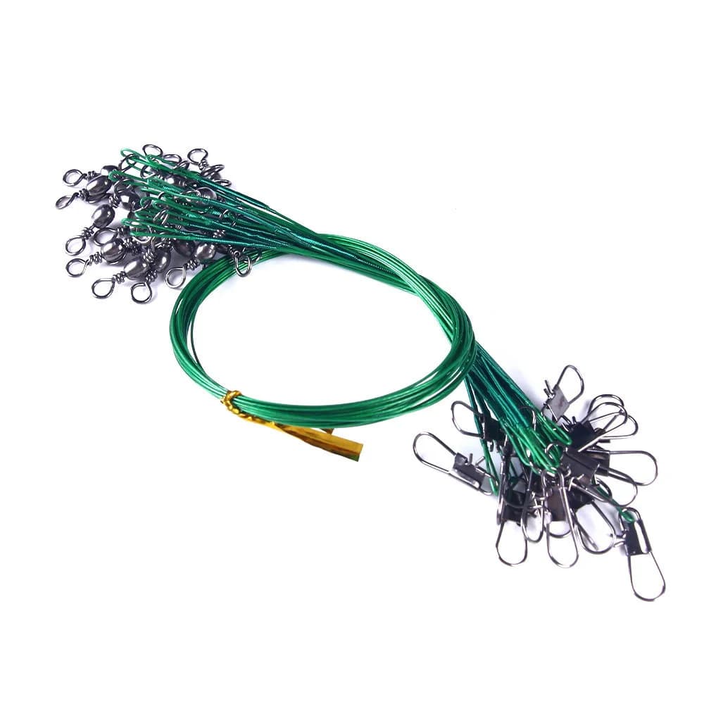 Bas de ligne acier anti-morsure 15-30cm avec émerillon accessoire pêche résistant carnassiers