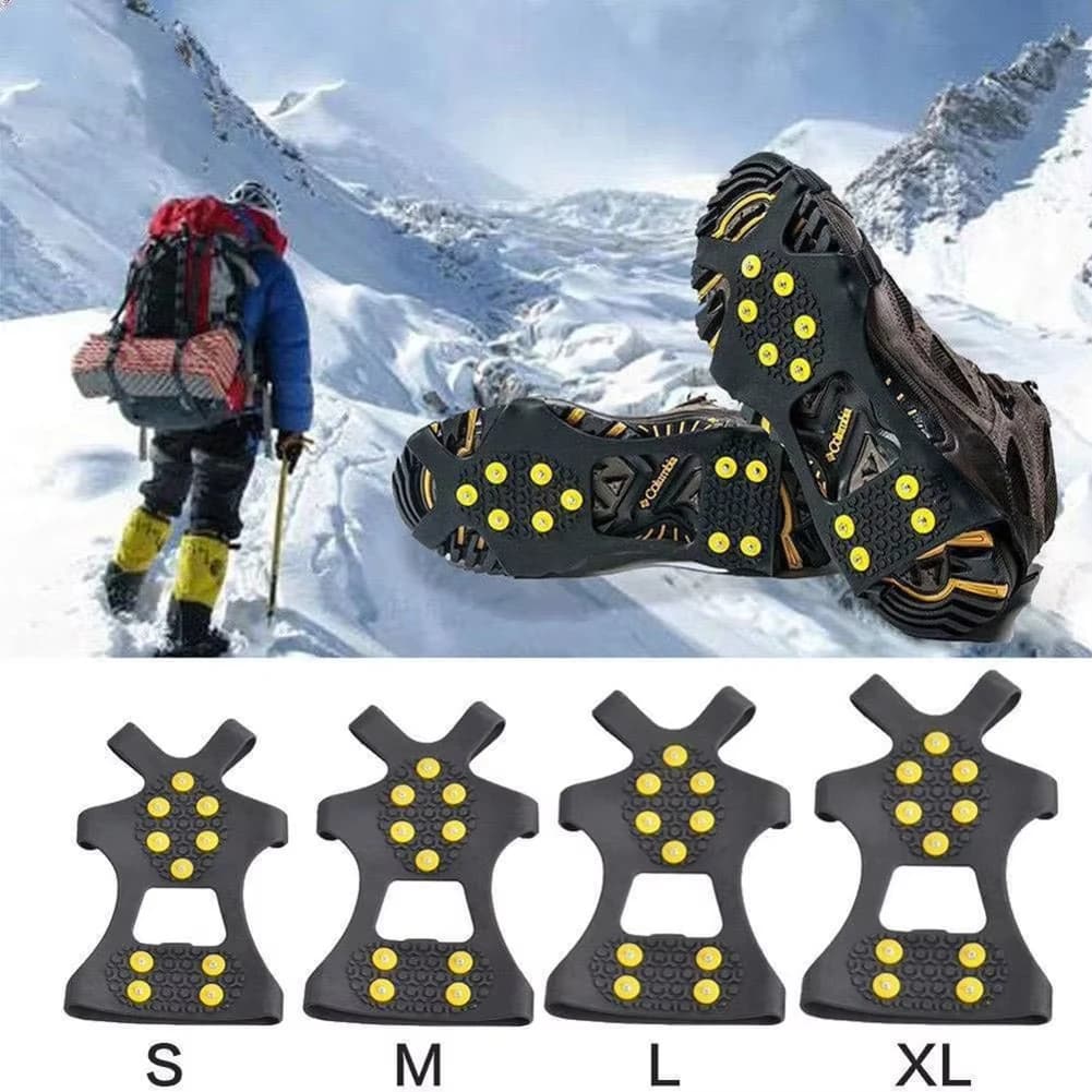 Crampons neige glace 10 crampons caoutchouc antidérapant randonnée pêche marche sécurité hiver