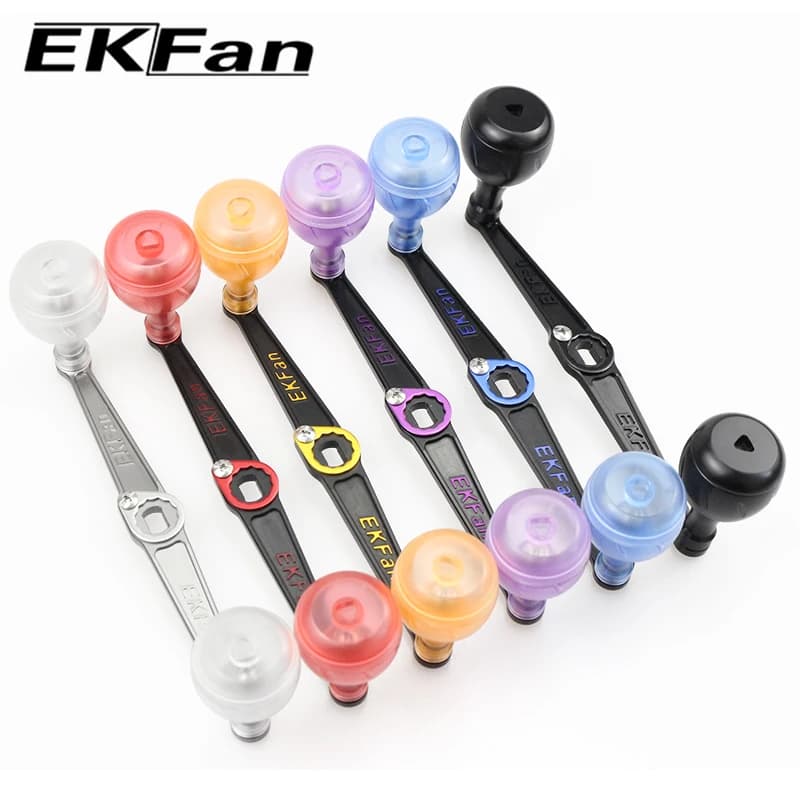 Manivelles EKFan 130MM alliage ultraléger 22G - Poignées acrylique pour moulinets 8x5MM et 7x4MM