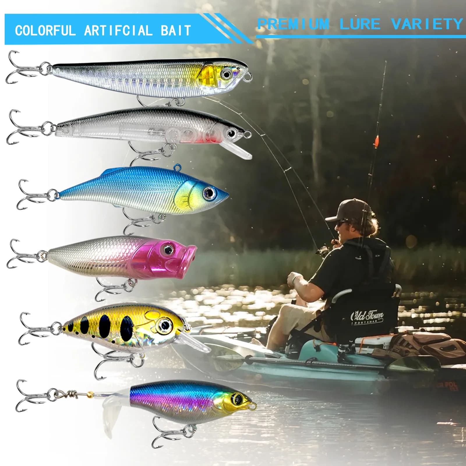 Kit pêche 83 à 409 pièces - Ensemble leurres truite brochet bar - Boîte rangement complète