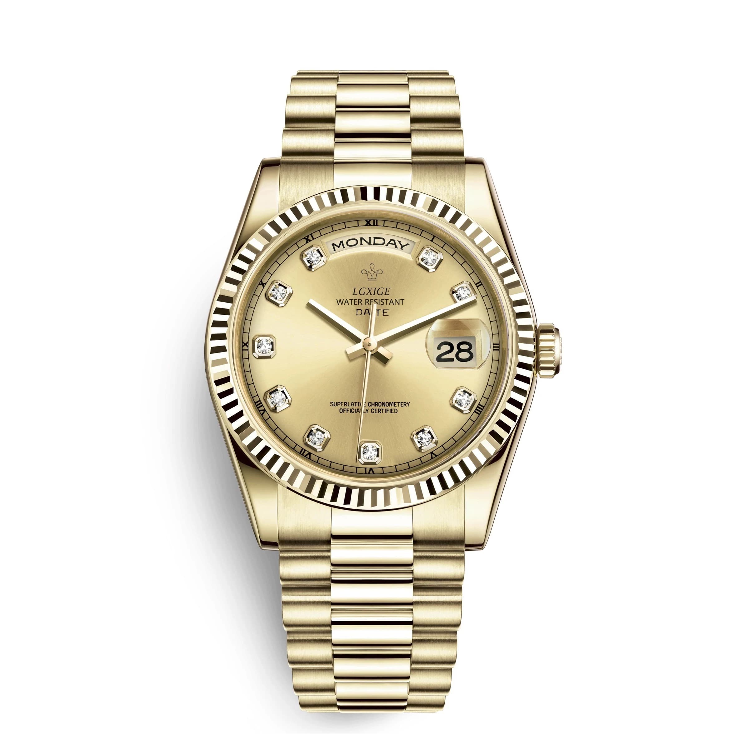 Montre homme luxe diamants LGXIGE - Montre-bracelet quartz étanche - Élégance et précision pour style casual