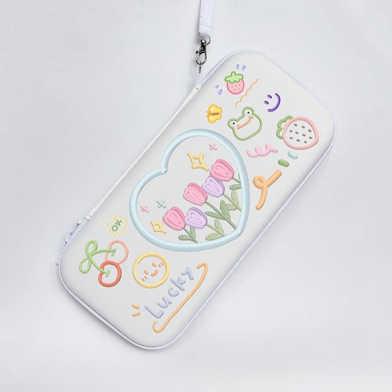 Sac de stockage Tulip Flower pour Nintendo Switch - Coque dure étanche et portable