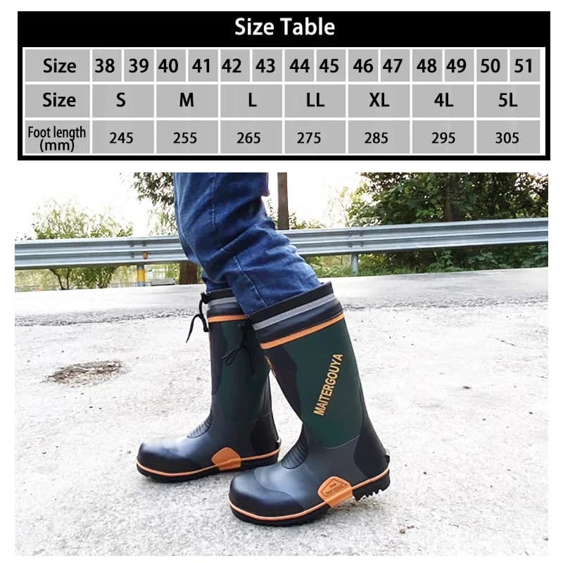 Bottes de pluie pêche chasse étanches semelle antidérapante caoutchouc hommes femmes wading