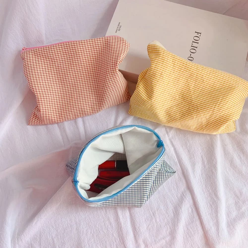 Trousses maquillage femme grande capacité voyage pêche cosmétiques nécessaire zippée coton