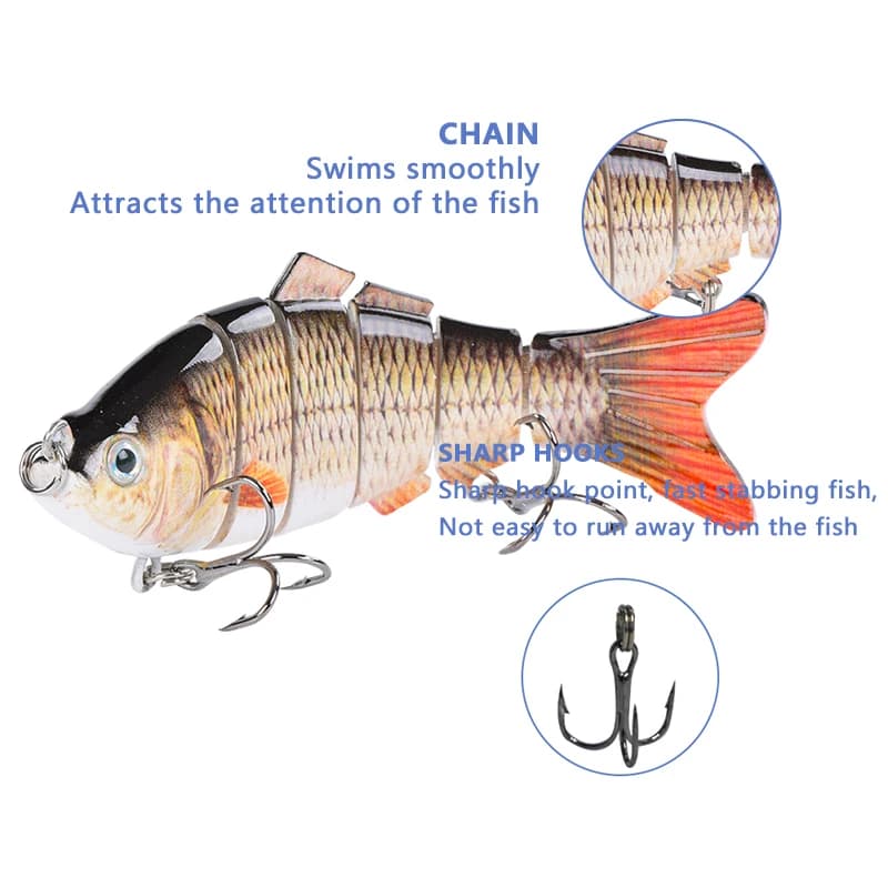 Leurre dur articulé 4 pouces 6 segments bionic crankbait - Appât coulant wobblers mer