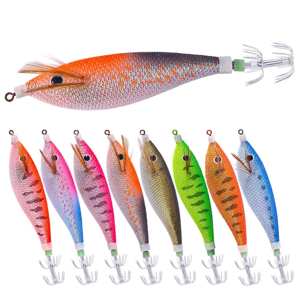 Leurre de pêche lumineux appât calmar crevette seiche 11cm 13.4g avec plomb intégré pour la pêche en mer