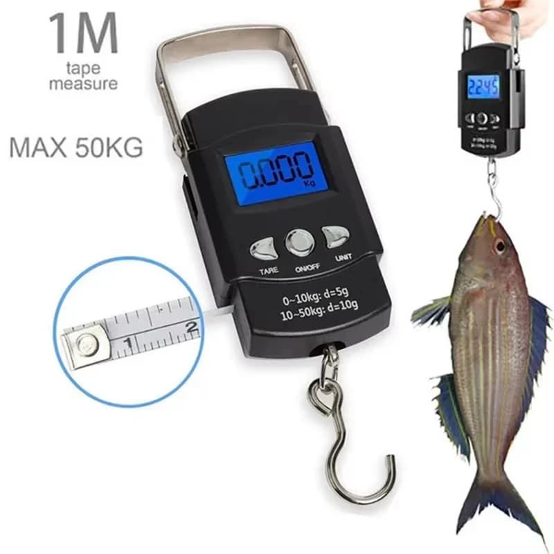 Balance suspendue numérique portative 50kg pour peser poissons et bagages de voyage