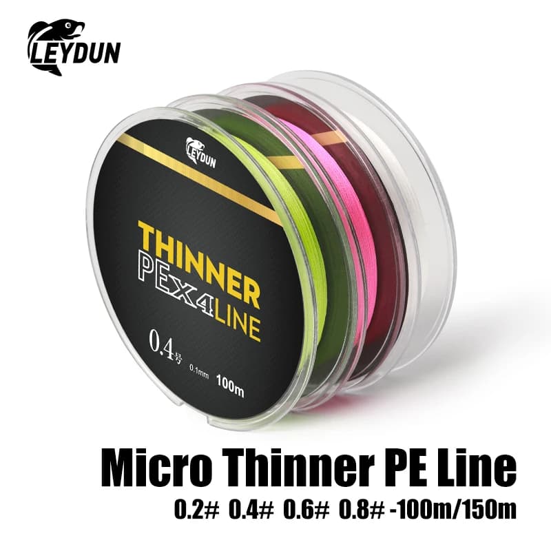 Ligne de pêche Leydun Micro THINNER 100m-150m MT8 4 brins tresse PE Japon pour carpe et mouche