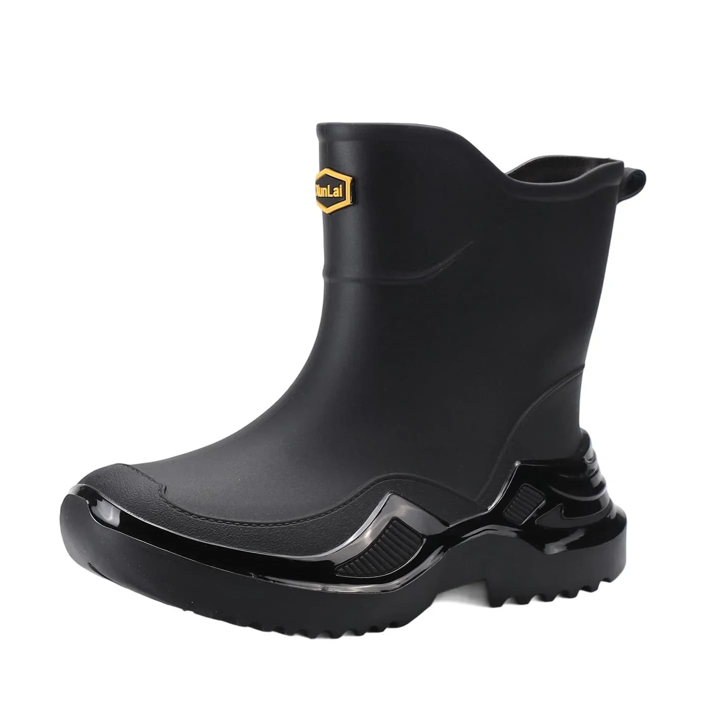 Bottes caoutchouc homme noires coréennes antidérapantes style sport courtes épaisses écologiques