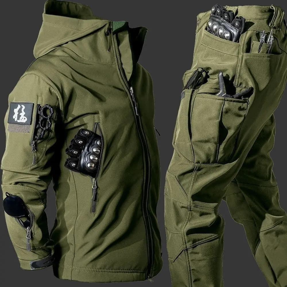 Veste et pantalon de pêche hiver polaire coupe-vent imperméable 5XL épais résistant
