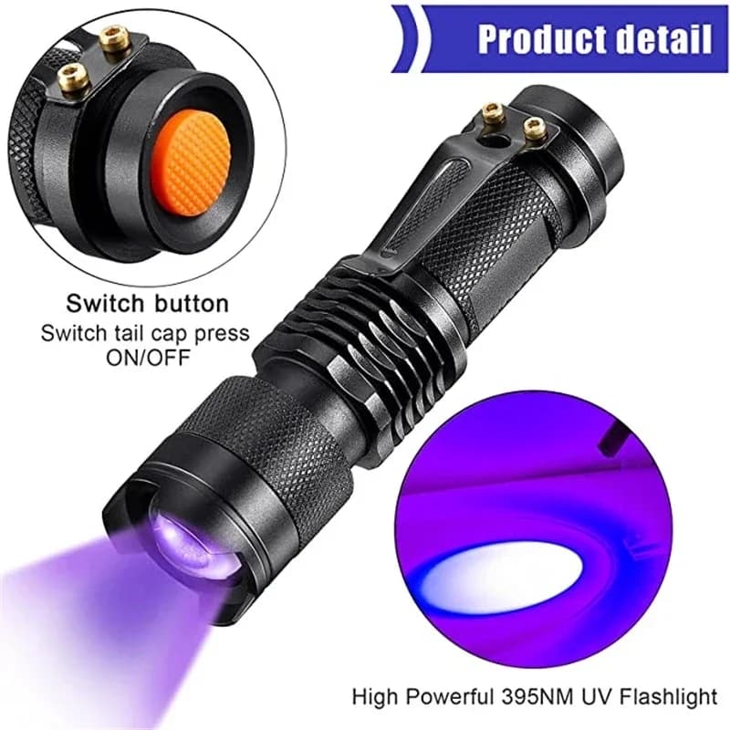 Lampe torche UV portable 365/395nm détecteur urines animaux pour chasse pêche et inspection