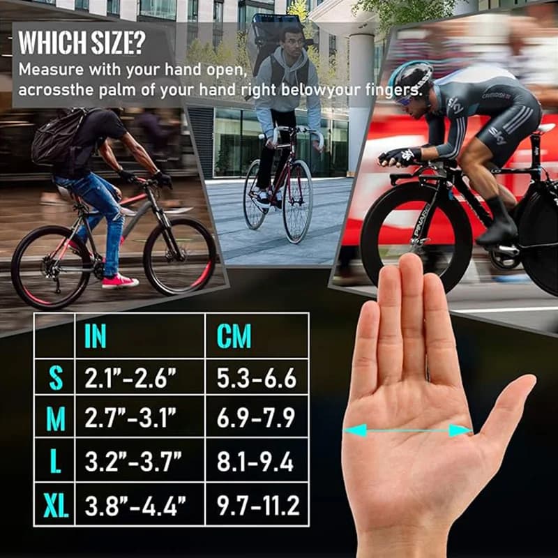 Gants vélo route pleine main anti-dérapant anti-chocs homme femme aussi pour pêche