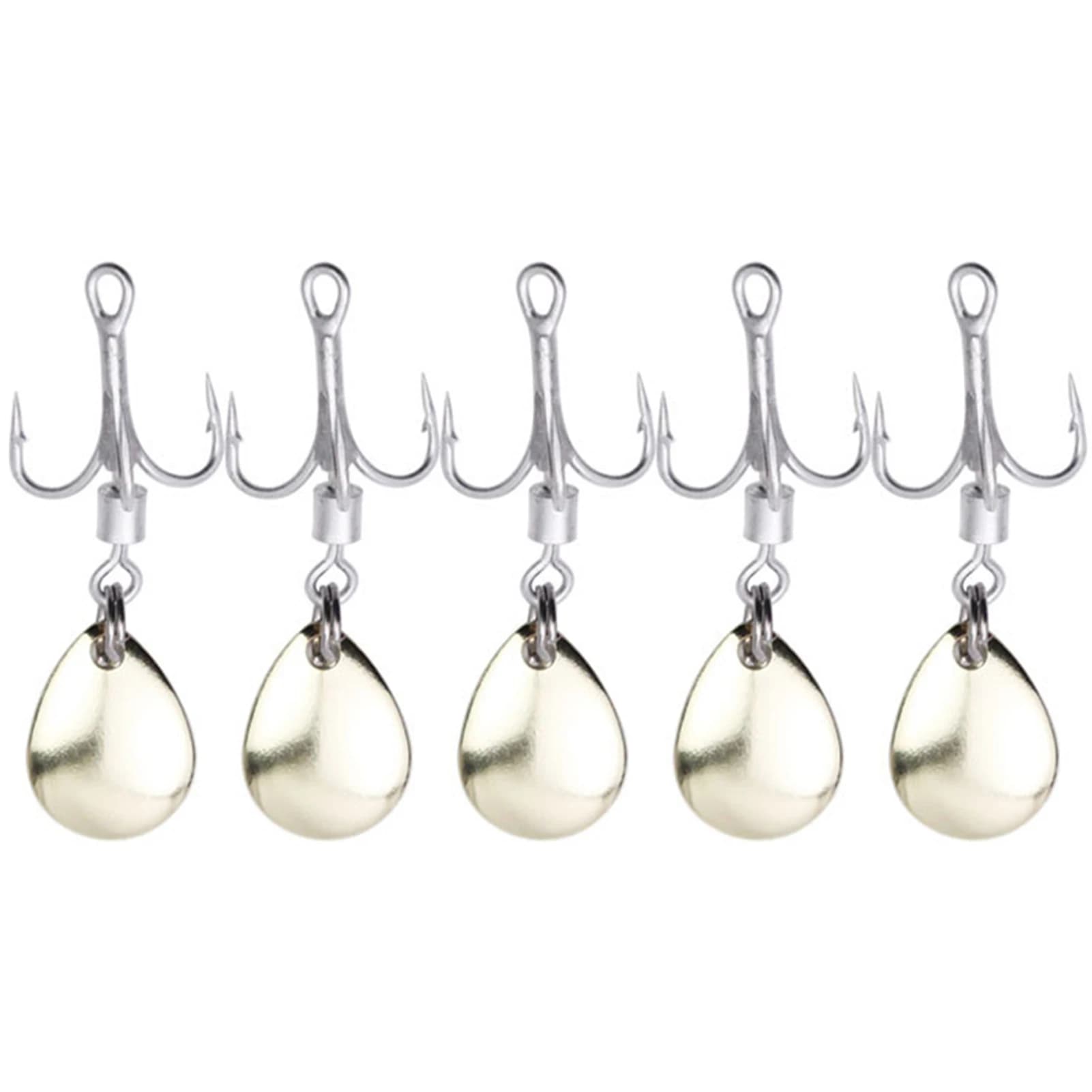 Pack de 5 hameçons triples avec palette spinner pour leurres pêche mer - Kit appâts carnassiers