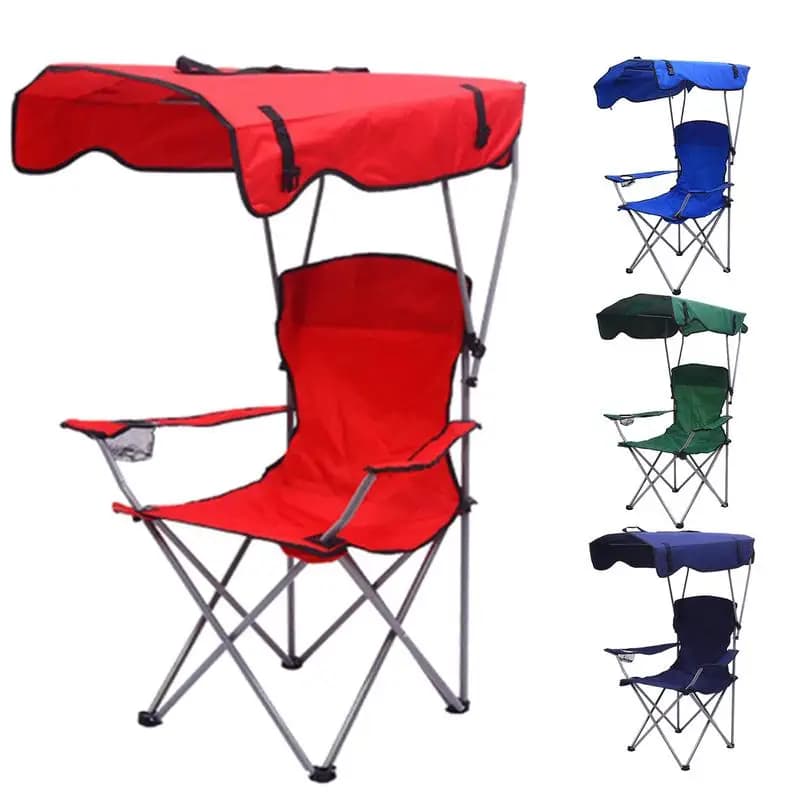 Fauteuil camping pliable avec auvent - Siège ombragé pour pêche, festivals et pique-niques