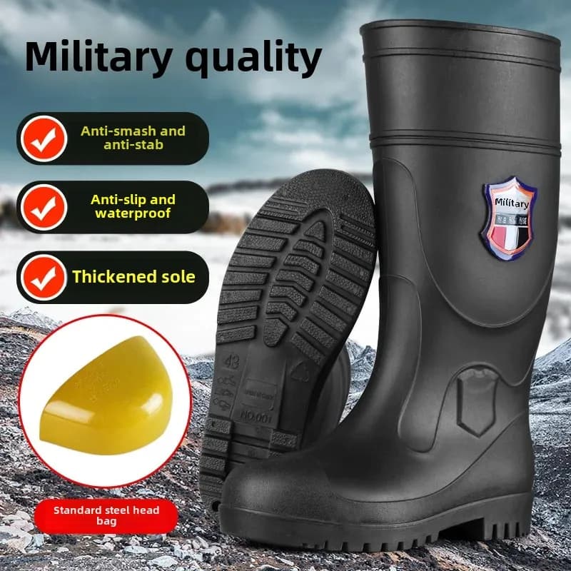 Bottes de pluie homme sécurité embout acier genou anti-écrasement réparation auto mine pêche
