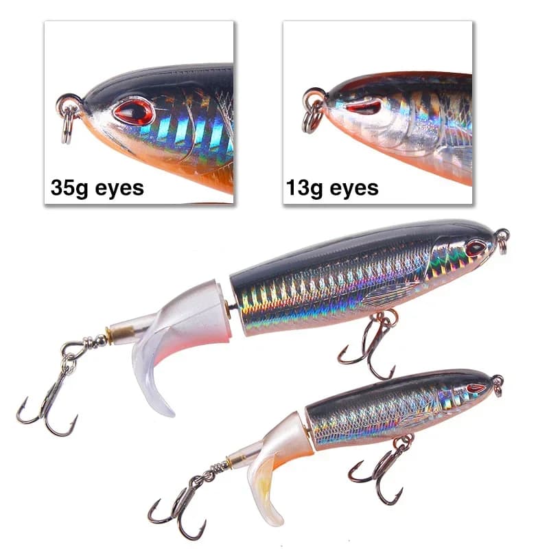 Leurre de pêche topwater Whopper Popper 10cm et 14cm, appât dur avec queue rotative souple pour carnassiers