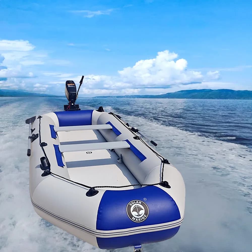 Bateau gonflable pêche ventre PVC Savagemarine kayak leurre installation moteur hors-bord rivière lac transportable