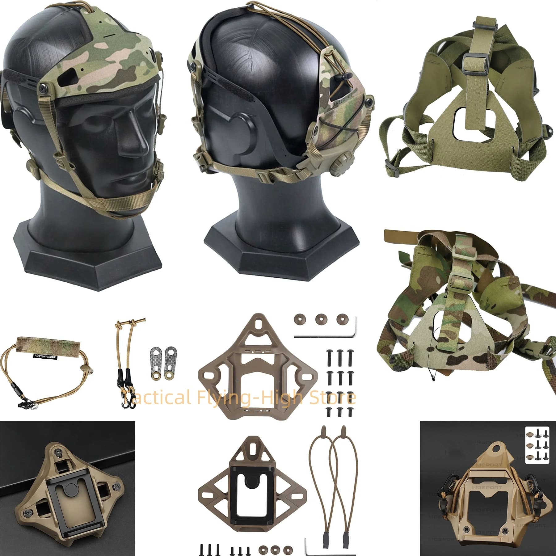 Support tête pour caméra sportive tactique - Monture NVG et fixation casque pour pêche nocturne
