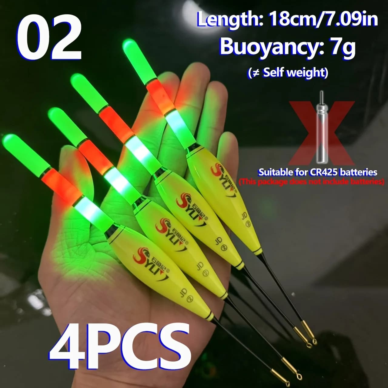 Lot de 4 flotteurs lumineux pour la pêche de nuit à la carpe, visibilité optimale et éclairage puissant