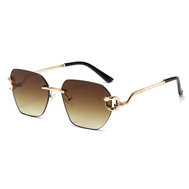 Lunettes de soleil irrégulières frameless léopard - Style unique pour pêche créative et personnalisée