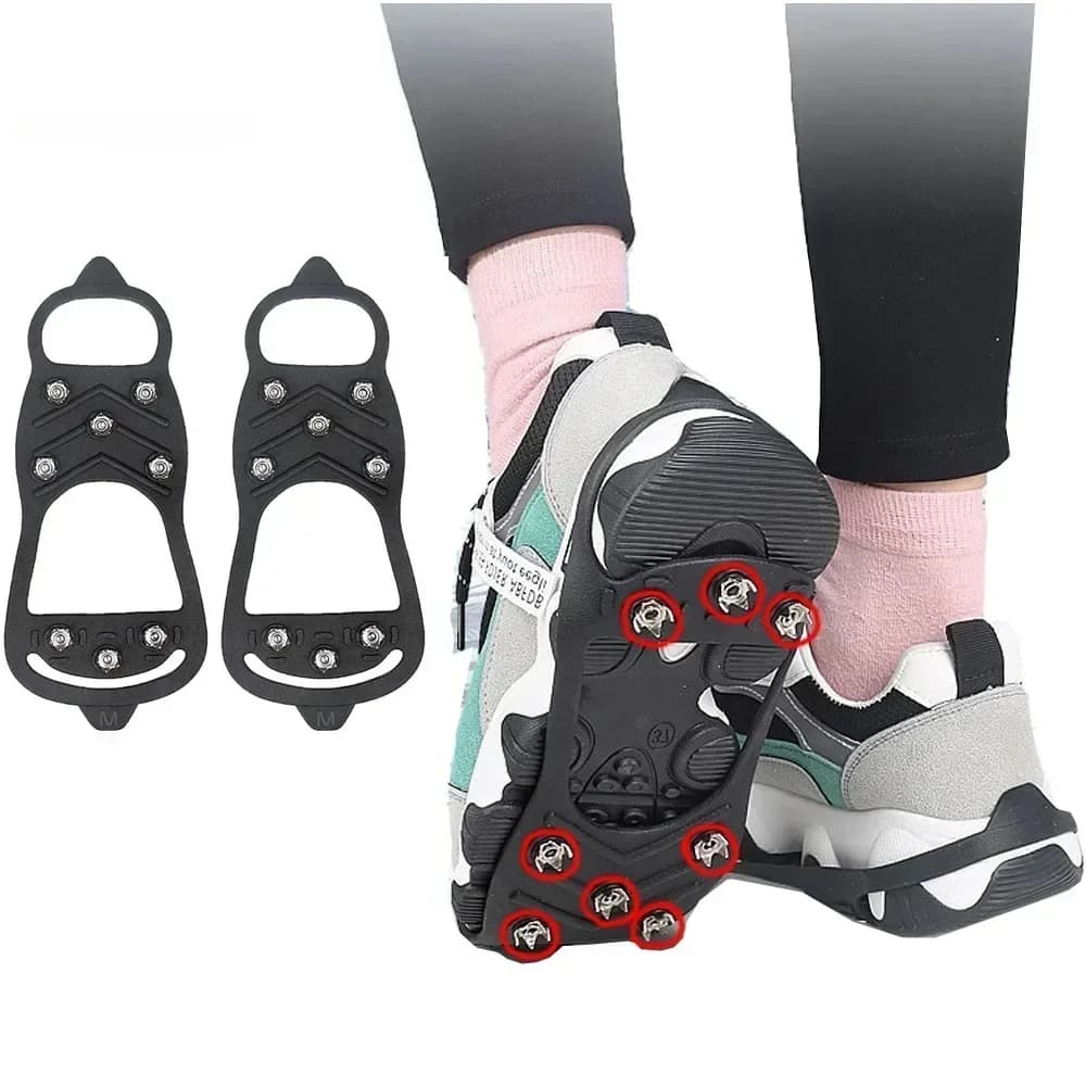 Crampons 8 pointes pour chaussures de pêche hivernale - Anti-dérapant glace et neige sécurité