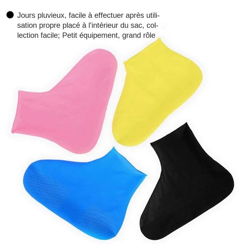 Chaussures de pluie imperméables antidérapantes en silicone élastique pour hommes et femmes - Couvre-chaussures réutilisables