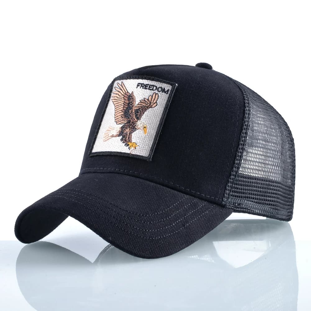 Casquette trucker aigle brodé pêche - Patch eagle quatre saisons pêcheur sportif casual