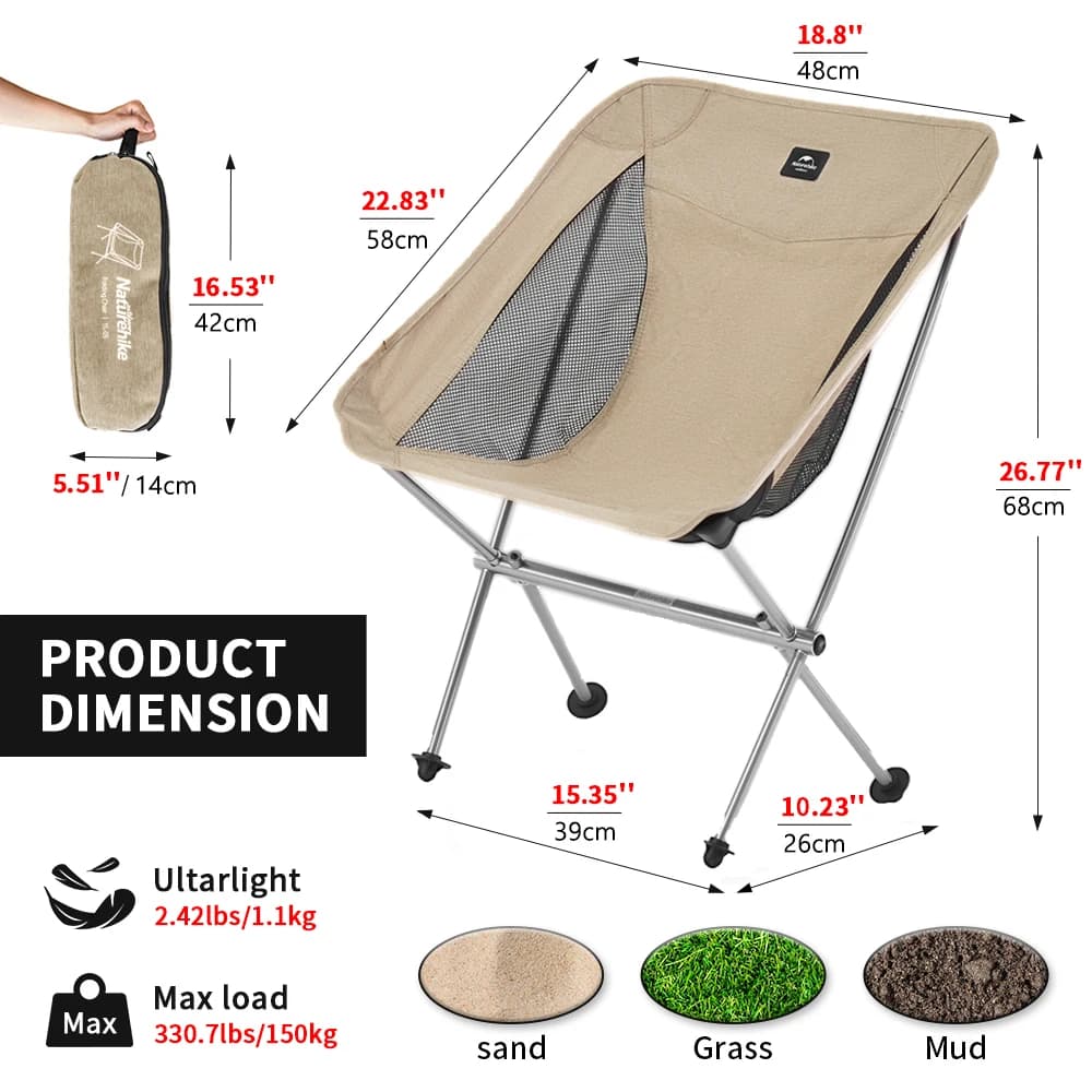 Naturehike chaise pliante ultra-légère montage rapide haute charge pêche jardin plage