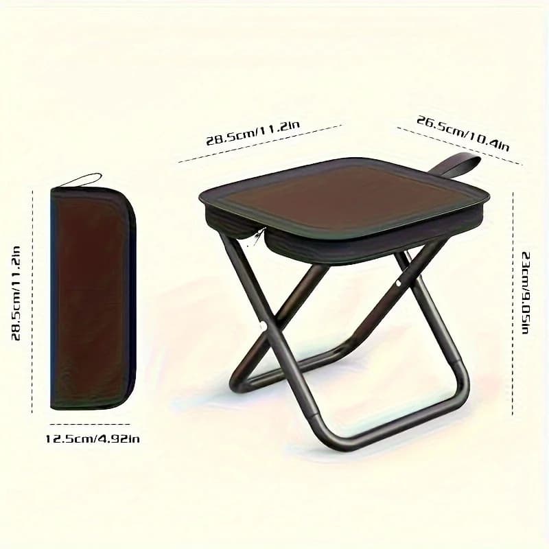 Tabouret pliant pêche avec poignée et fermeture éclair pour transport facile en extérieur