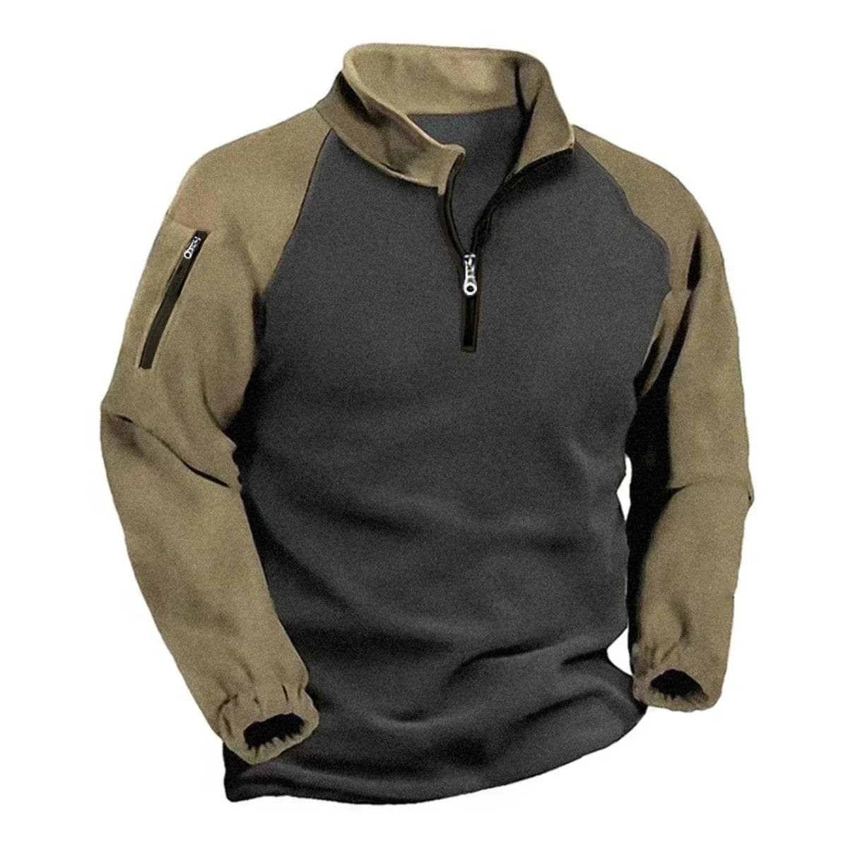 Nouvelle veste tactique mi-zippée 2024 pour pêche hivernale - Pull polaire homme chasse outdoor